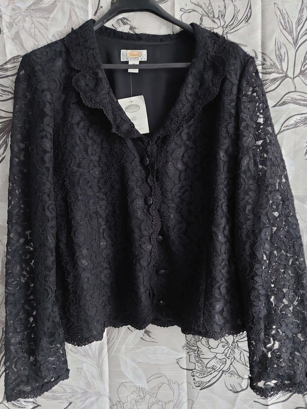 Talbots Black Lace Button-Down Blouse